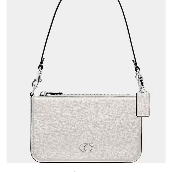 Coach Pebbled Leather Pouch Silver Tone Shoulder Bag - Picture 6 of 6